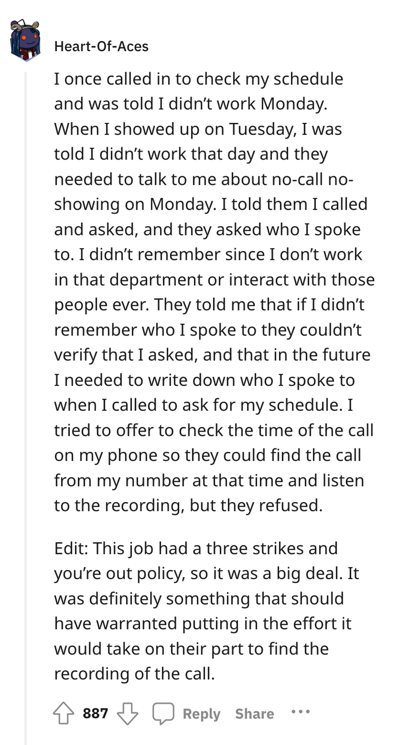 Employee Wakes Up To A Voicemail Asking Why He Isn't At Work, Then Gets Blamed For Not Checking The Schedule On His Day Off - Jarastyle