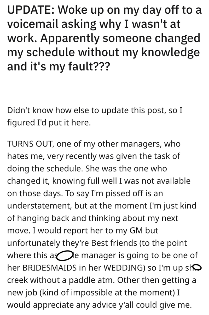 Employee Wakes Up To A Voicemail Asking Why He Isn't At Work, Then Gets Blamed For Not Checking The Schedule On His Day Off - Jarastyle