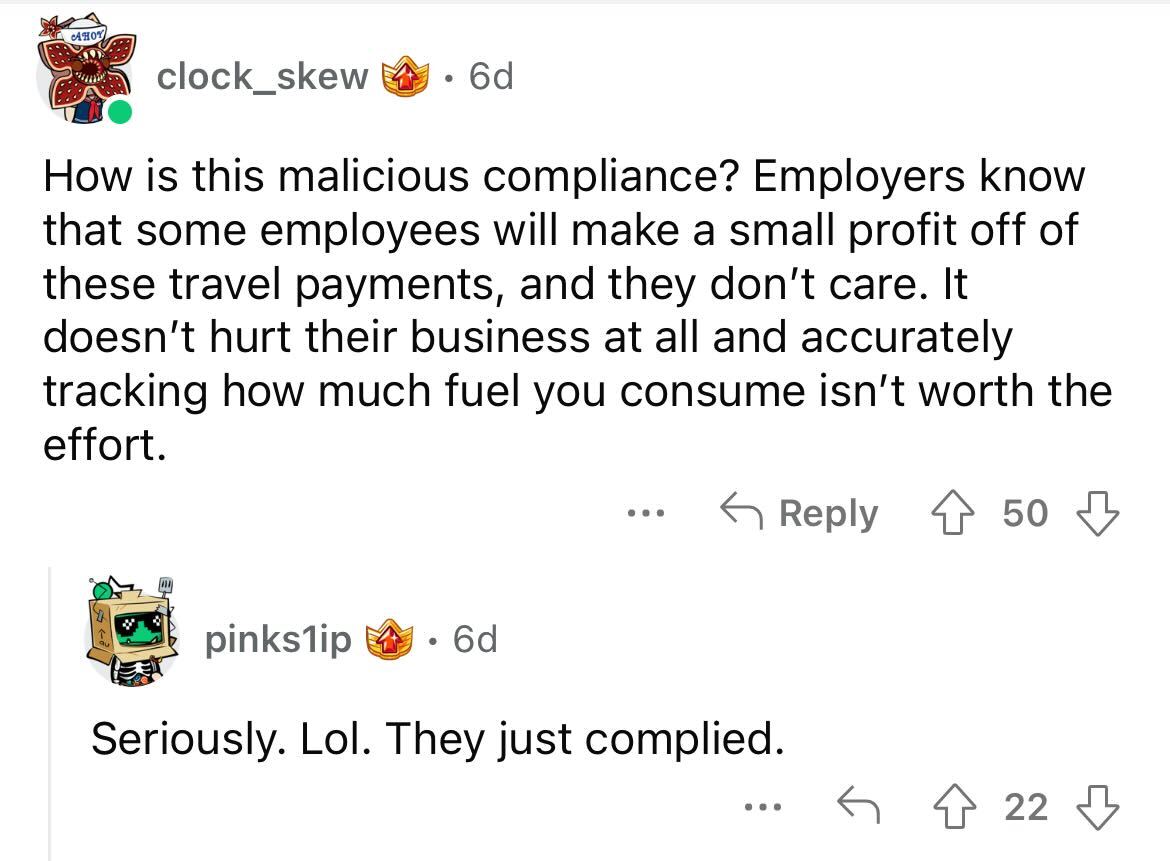 Employee Maliciously Complies With Inflexible Boss Who Only Offers 25 Cents Per Km Reimbursement In Personal Vehicle - Jarastyle