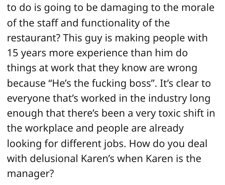 Restaurant Worker Shares Their Nightmare Experience Working For A Nepotism Hire Boss Who Had Zero Work Experience - Jarastyle