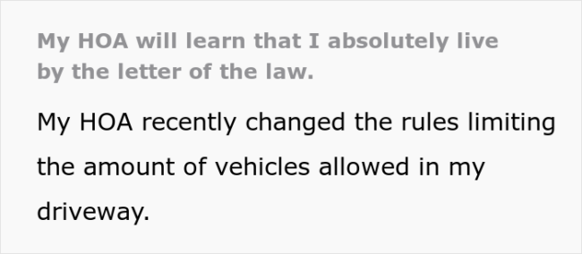 Car Owner Shares Story Of Malicious Compliance When HOA Drops