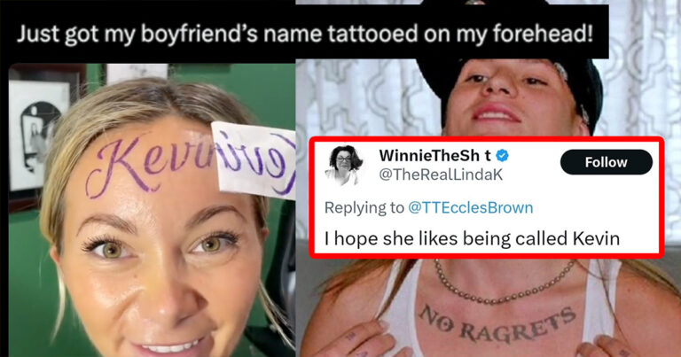 Tiktoker Gets Boyfriend’s Name Tattooed On Her Forehead For Clout, But Only Gets Roasted In The Comments
