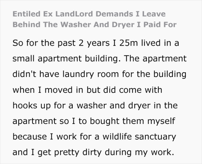 Landlord Calls The Cops On Tenant Who Took Their Own Washer And Dryer