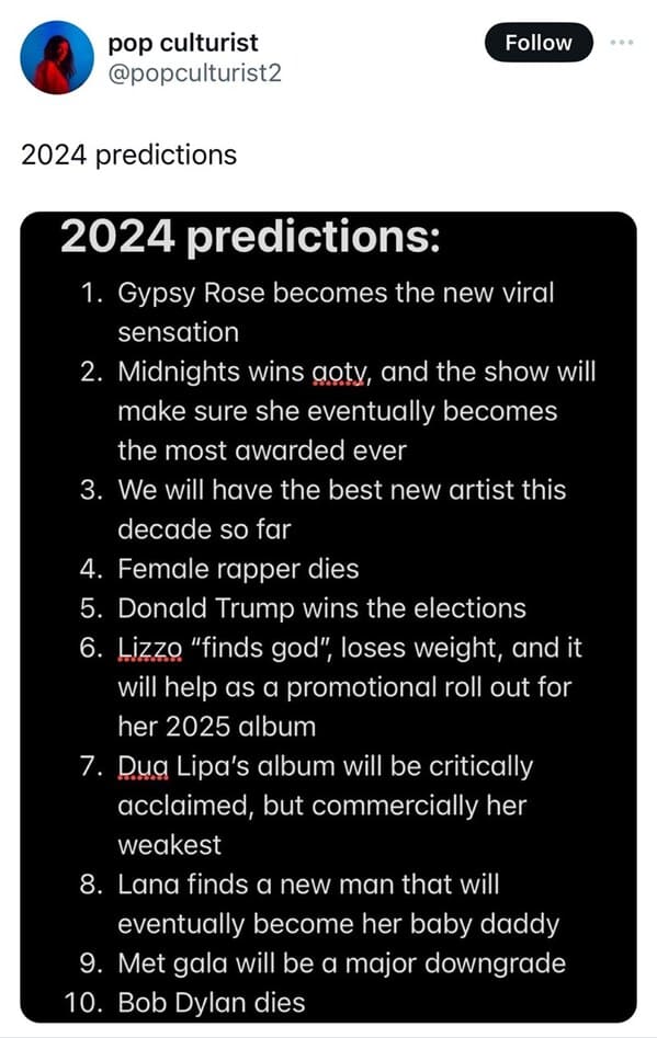 17 Funny Predictions For 2024 As Shared By Twitter Users