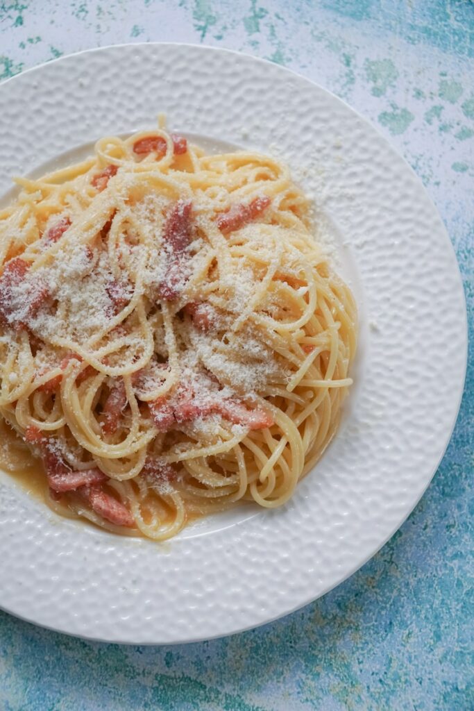 pasta on white ceramic plate