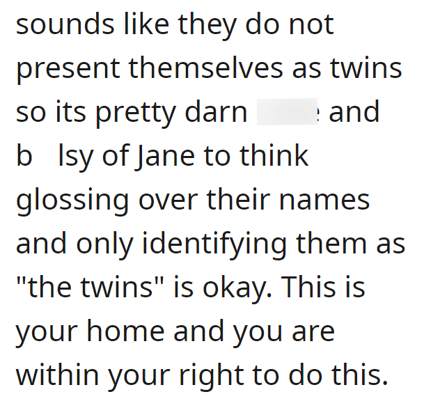 Mother Of Identical Twins Excludes Aunt From Family Events Because She Refuses To Address Them As Individuals - Jarastyle