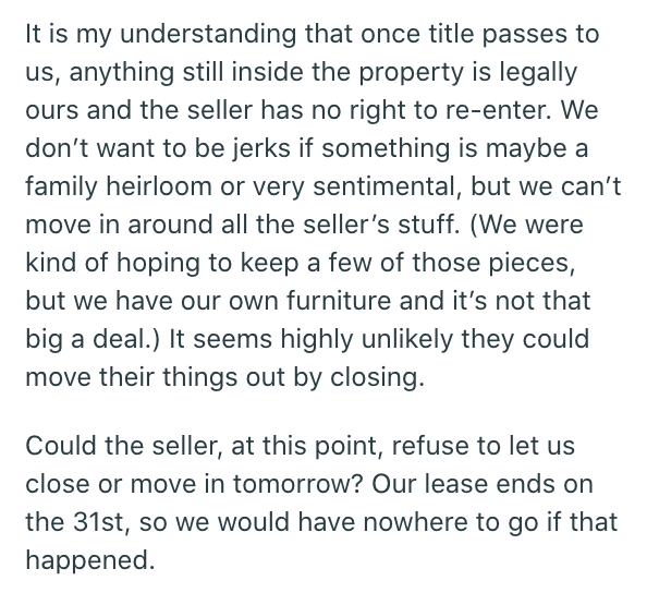 First Time Homebuyers Confused When Previous Owners Expect Them To "Store" Their Old Furnature - Jarastyle