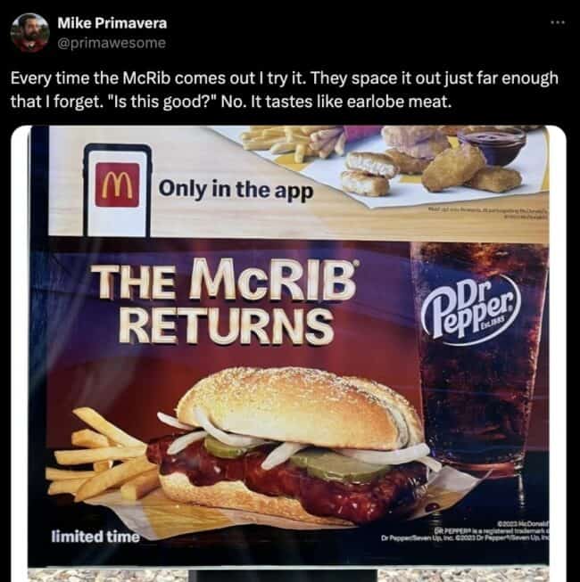 23 Funny McRib Tweets And Memes Condemning History's 2nd Worst Rib ...