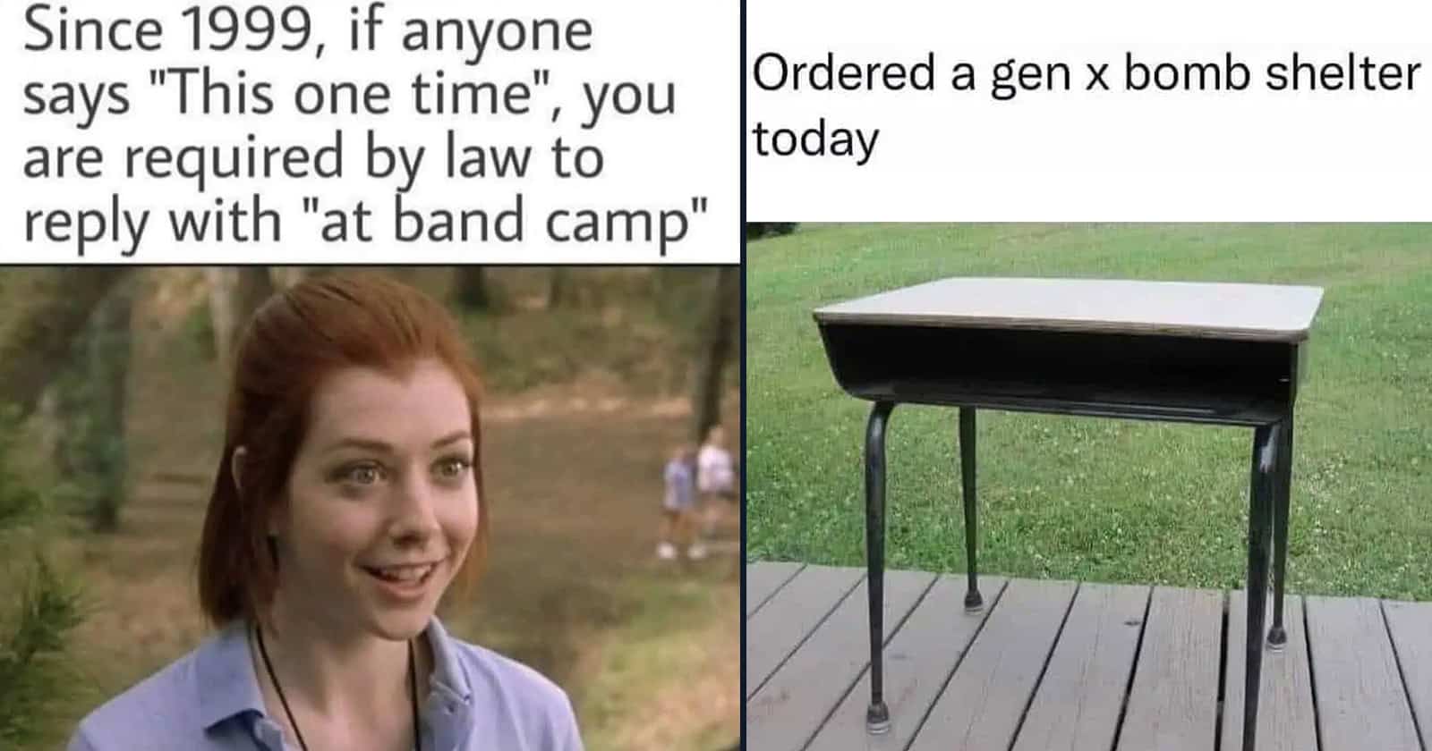 Humorous meme featuring a girl and a table, referencing nostalgic moments from the past.