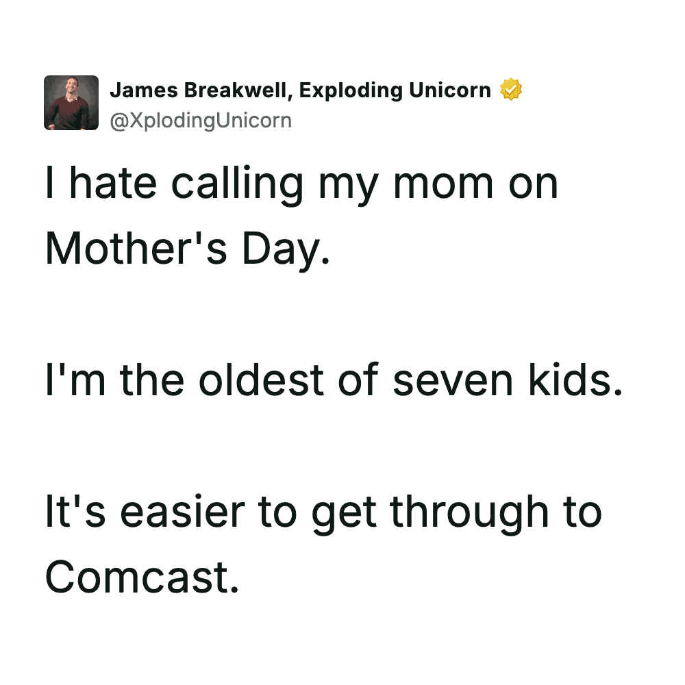 Humorous mom meme about calling mom on Mother's Day and dealing with kids.