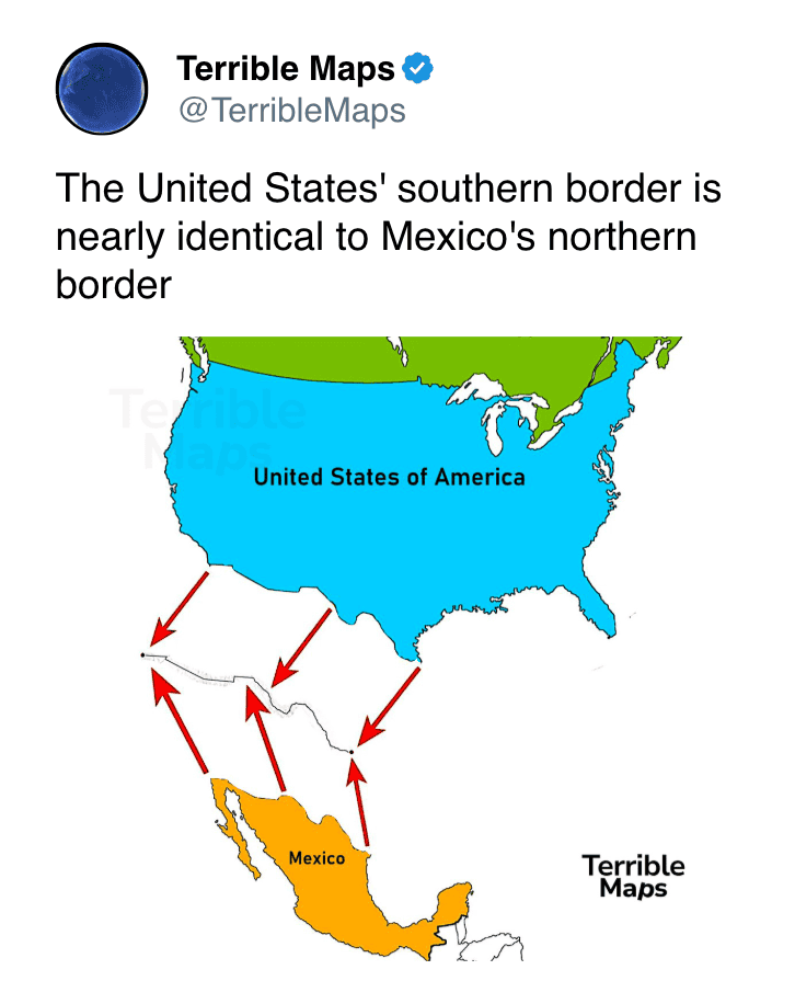 Map of the United States and Mexico border regions.