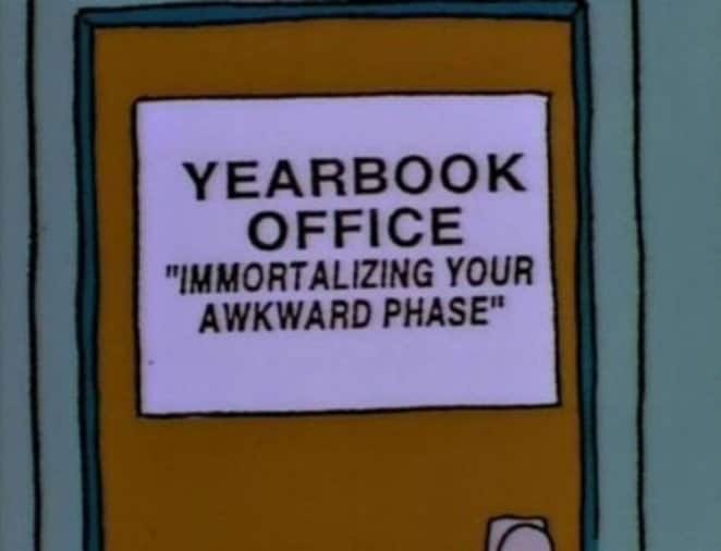 The simpsons yearbook office sign.