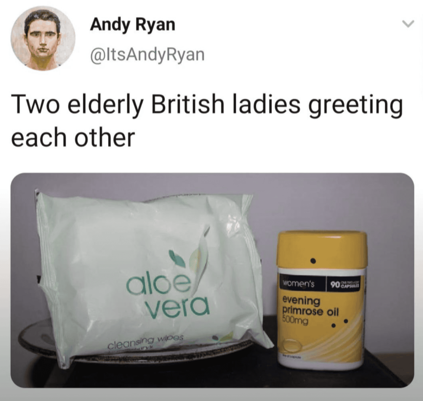Aloe Vera Cleansing Wipes and Evening Primrose Oil Capsules.
