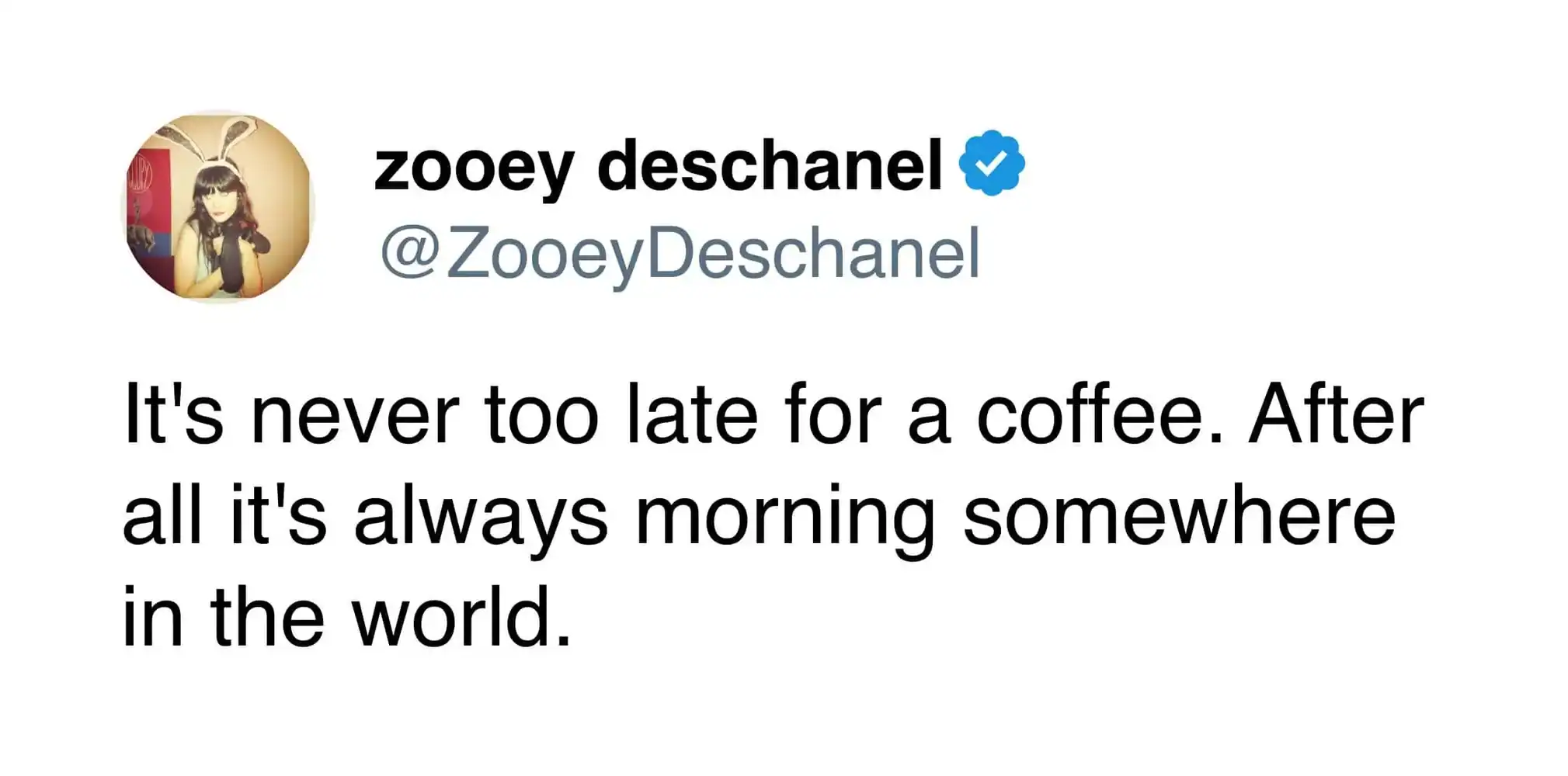 Funny coffee meme highlighting the love for morning coffee and the joke about drinking coffee anytim.