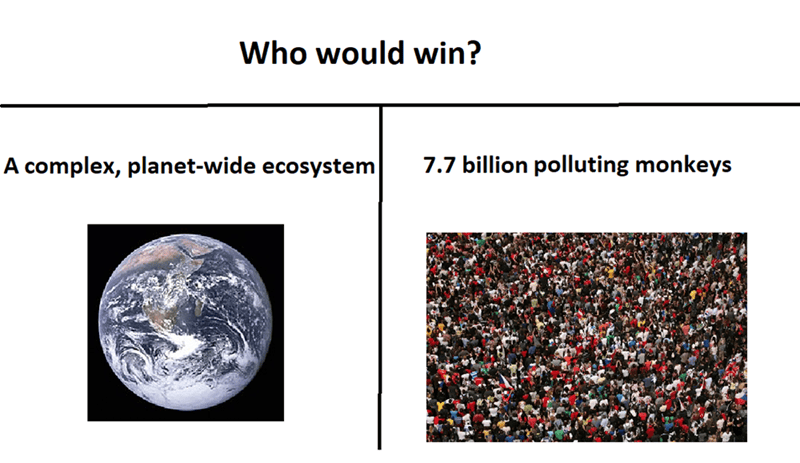 Earth and large crowd of people illustrating environmental and societal challenges.