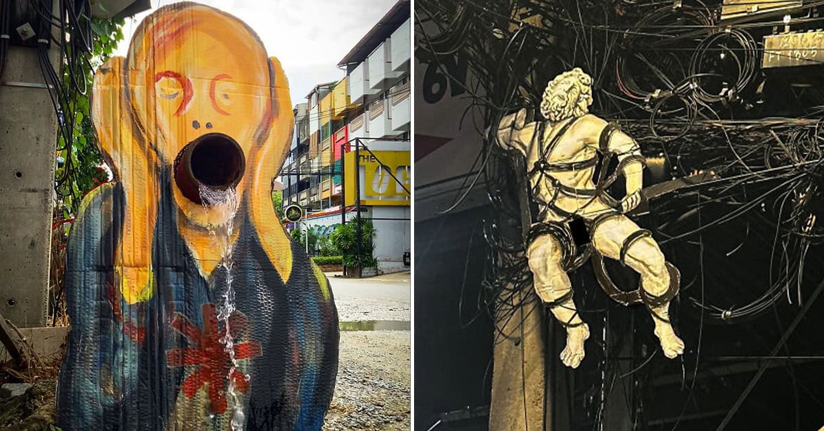 23 Striking Street Art Pieces From This Moody And Often Dark Thai Artist