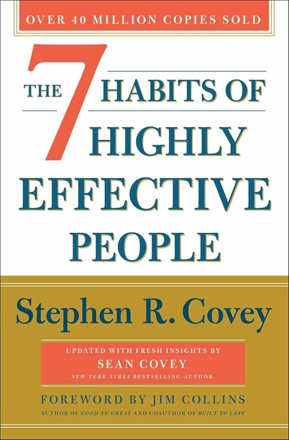 Book cover of "The 7 Habits of Highly Effective People" by Stephen R. Covey.