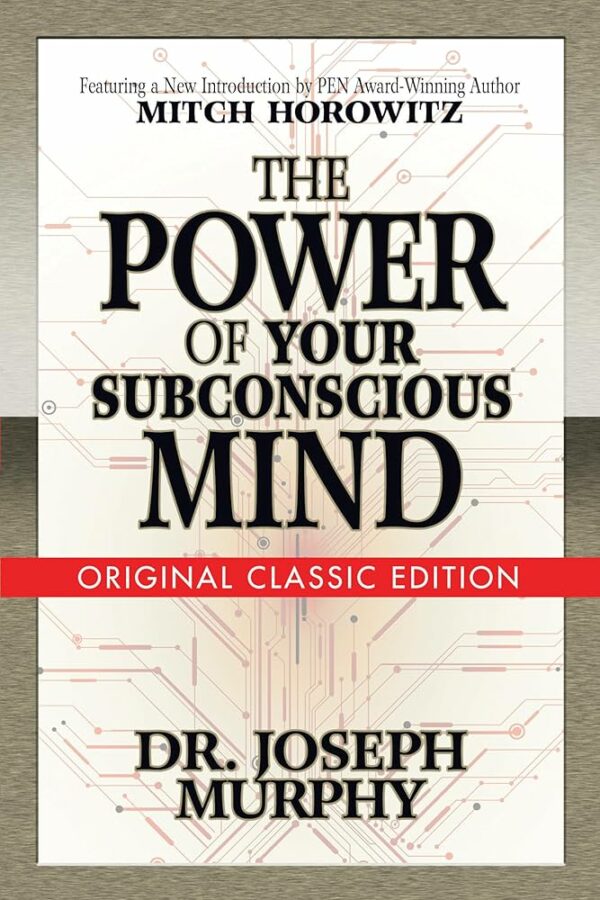 Cover of "The Power of Your Subconscious Mind" by Dr. Joseph Murphy, featuring a white background wi.