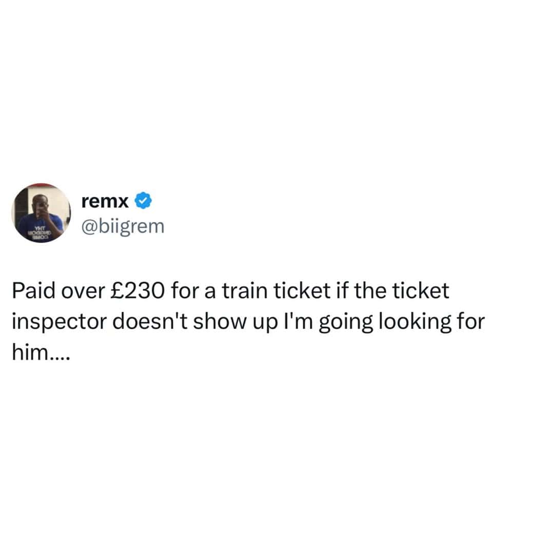 £230 train ticket purchase, waiting for inspector, looking for him.
