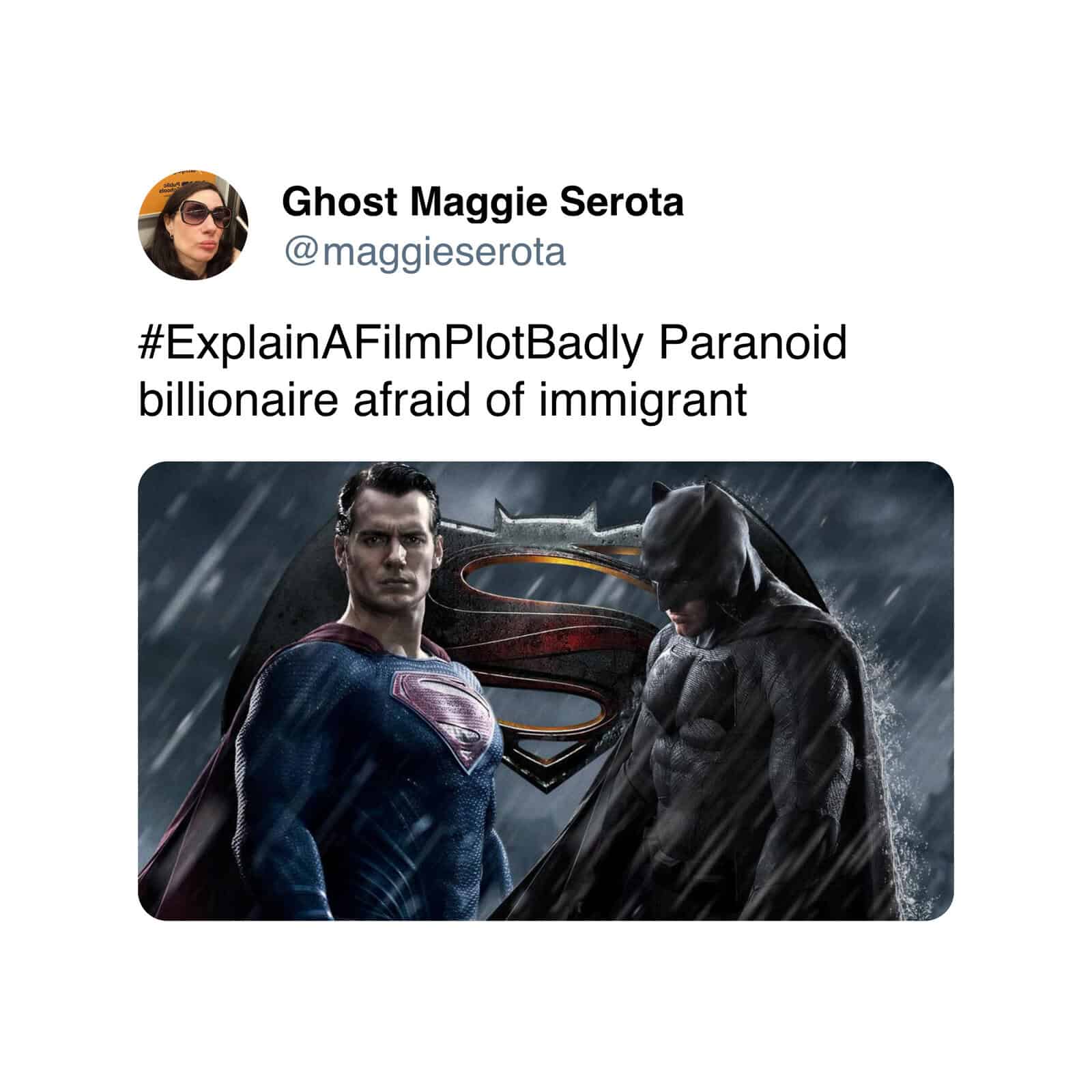 Superman and Batman standing together with a dark, stormy background.
