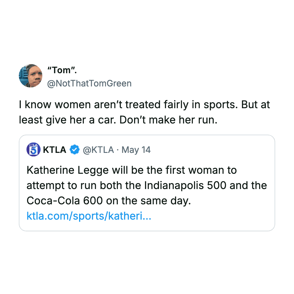Funny sports meme featuring a humorous tweet about women in sports.