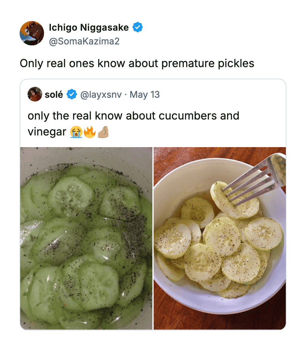 Cucumber slices soaked in vinegar, showcasing a simple, refreshing snack or appetizer. Perfect for t.