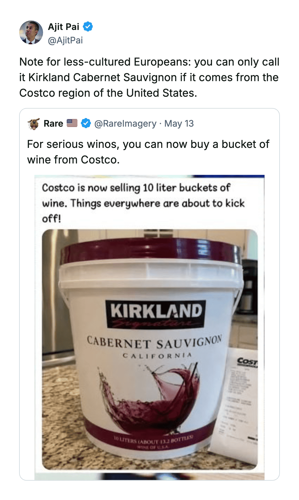 Kirkland Cabernet Sauvignon wine bucket for wine storage and serving.