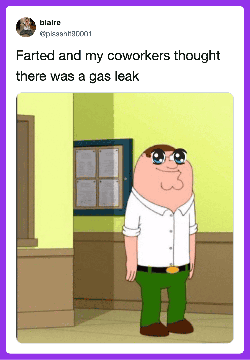 Farted and coworker thought there was a gas leak.
