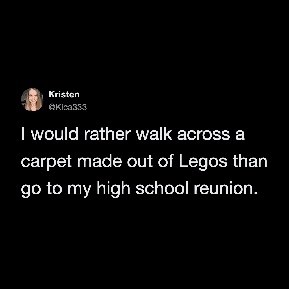 Playful image of a tweet highlighting humor about social events and childhood toys.