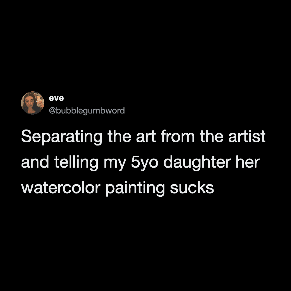Humorous tweet about a 5-year-old daughter's watercolor painting.