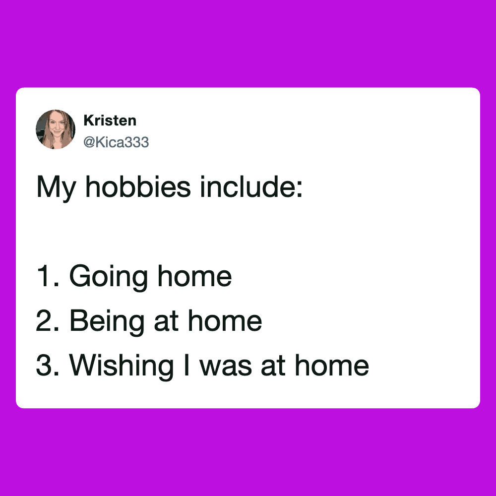 Humorous meme image from Pleated Jeans featuring a social media post about hobbies related to being.