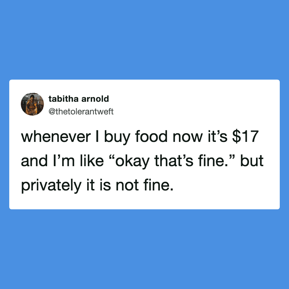 Humorous tweet highlighting the contrast between public acceptance and private frustration over risi.