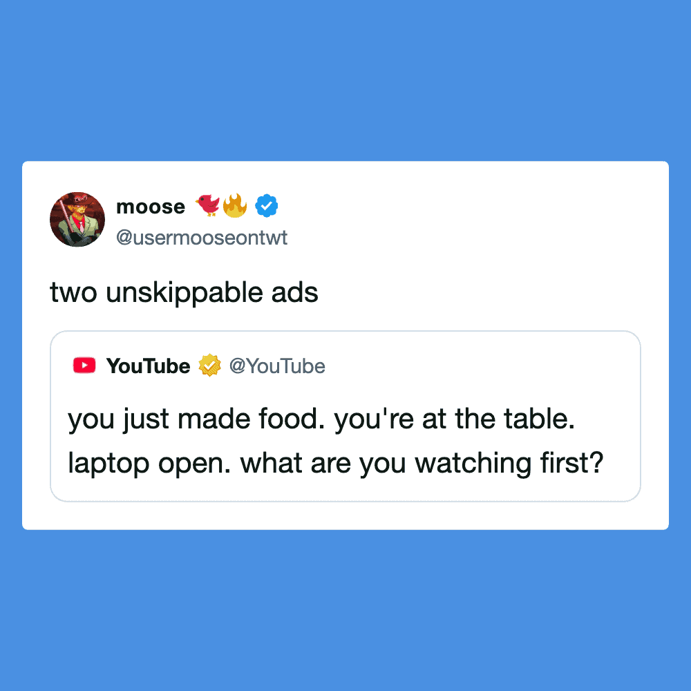 Humorous tweet about food and laptop open at the table, perfect for social media humor.