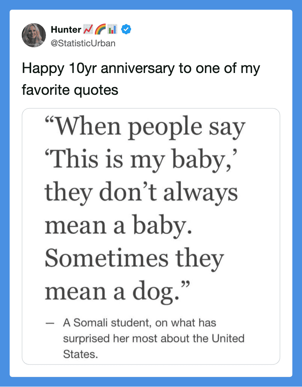 Humorous tweet image featuring a quote about pets, dogs, and misinterpretations, perfect for social.