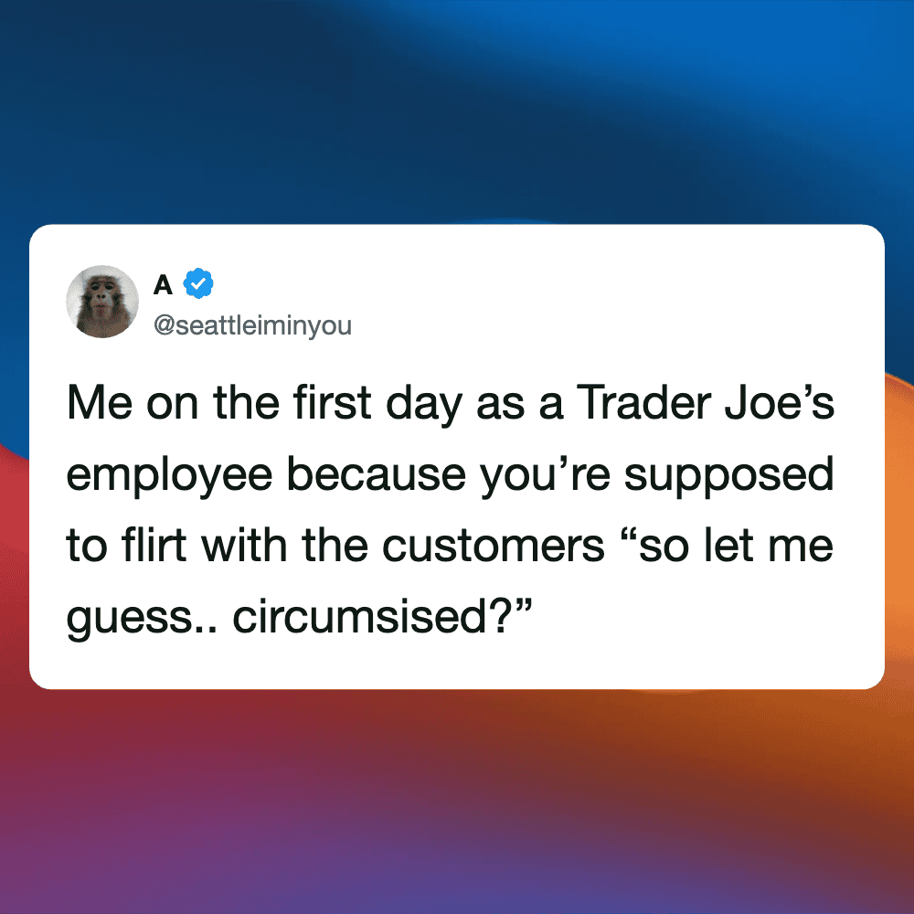 Humorous social media post highlighting awkward customer service moments.