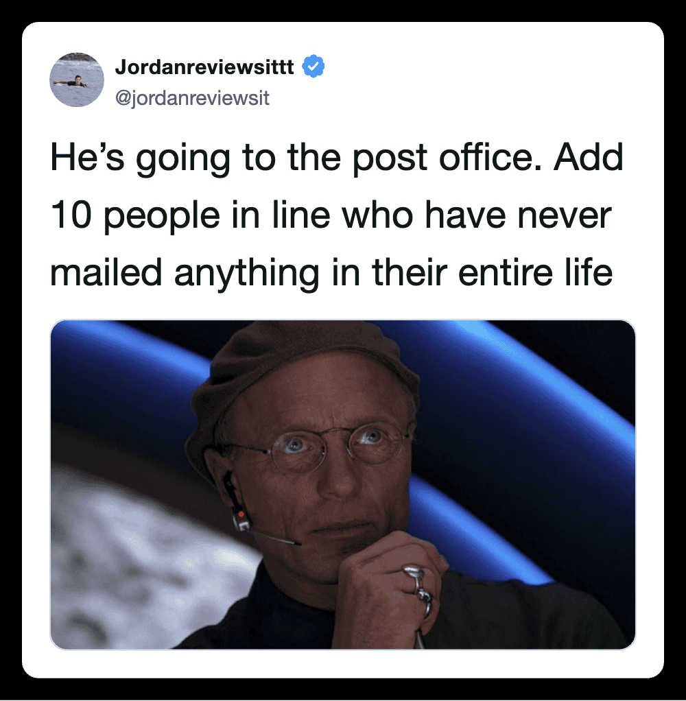 Man with glasses and headset thinking, related to funny tweets about the post office.