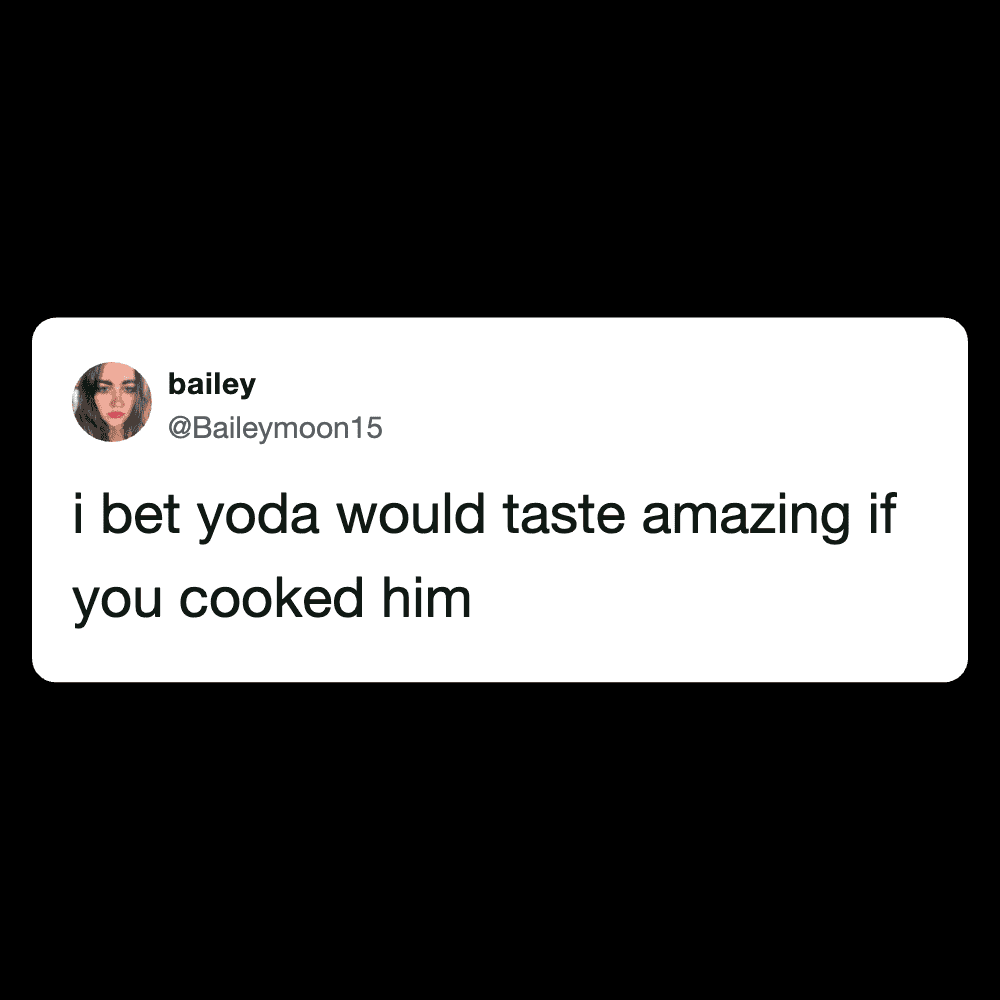 Yoda-themed humorous tweet about cooking and tasting.