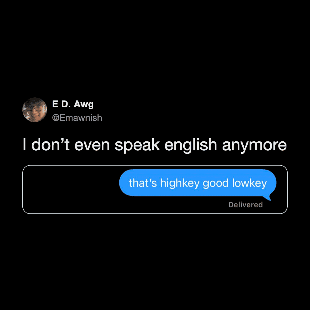 Funny meme showing a Twitter post with humorous text about language barriers.