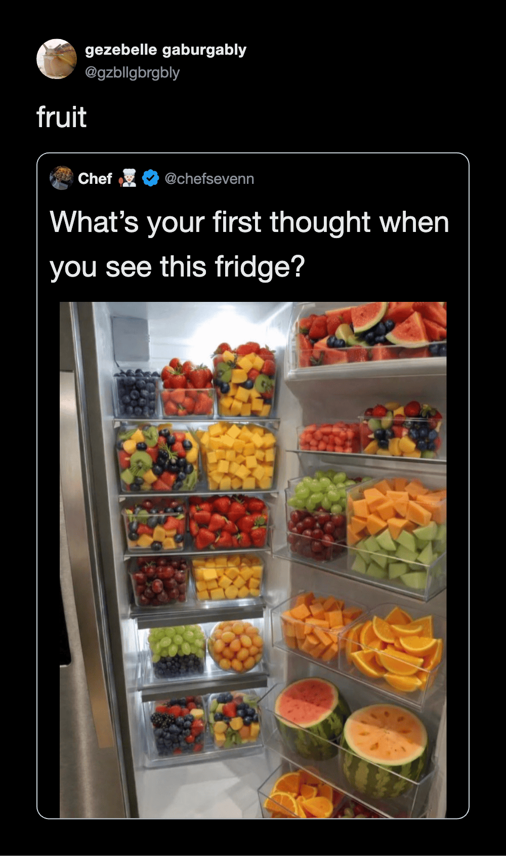 Colorful assortment of fresh fruits and vegetables organized in a refrigerator. Includes berries, me.