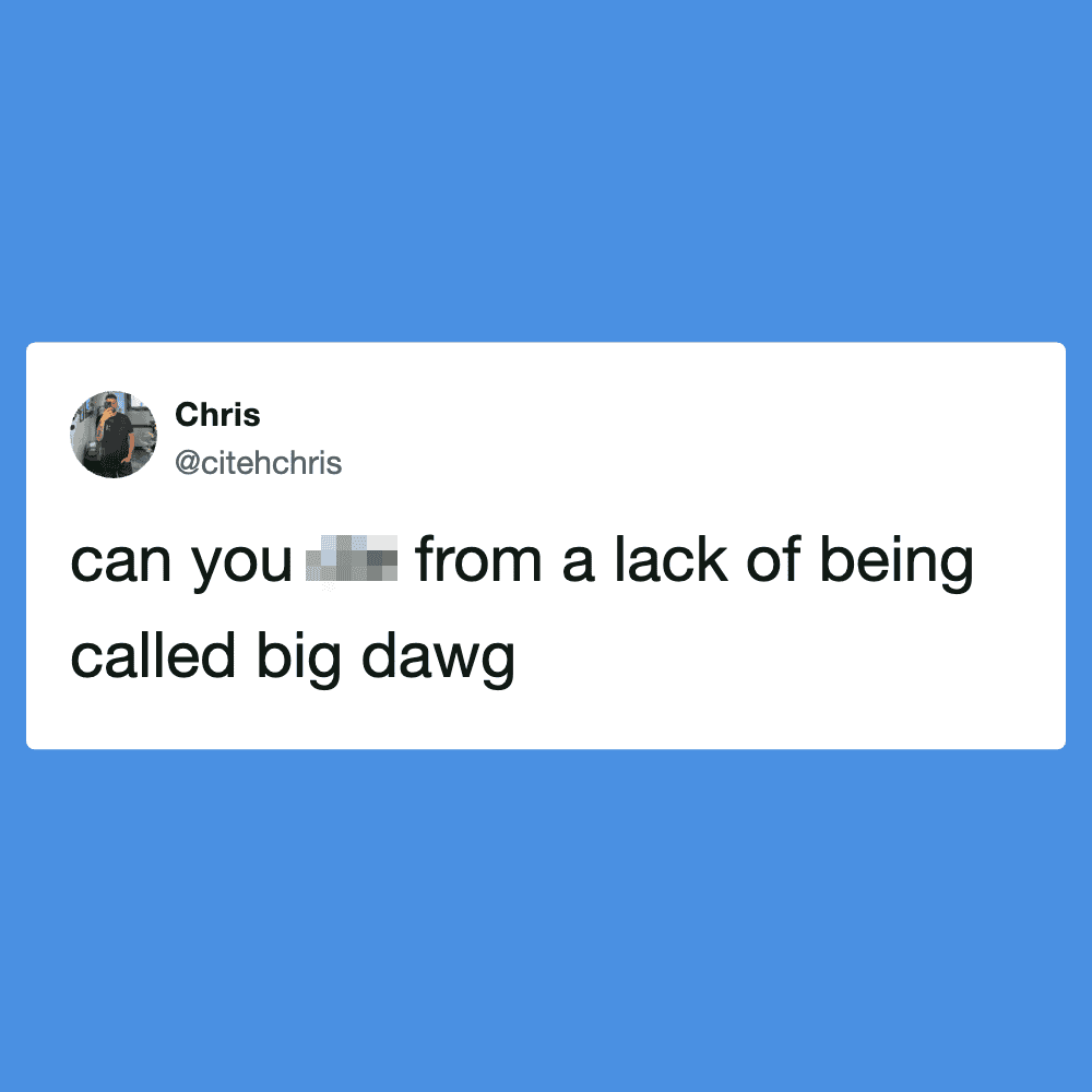 "can you [blurred] from a lack of being called big dawg".
