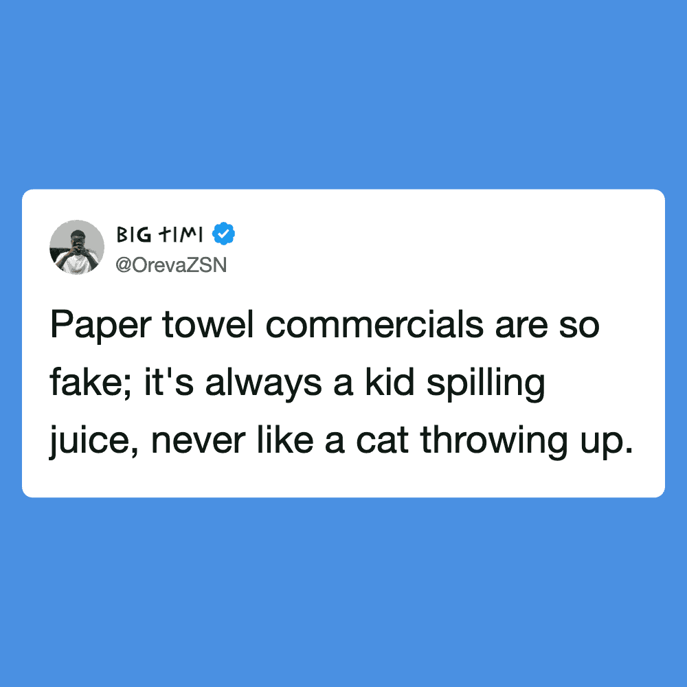 Hilarious paper towel commercial meme featuring a humorous quote about kids spilling juice, highligh.
