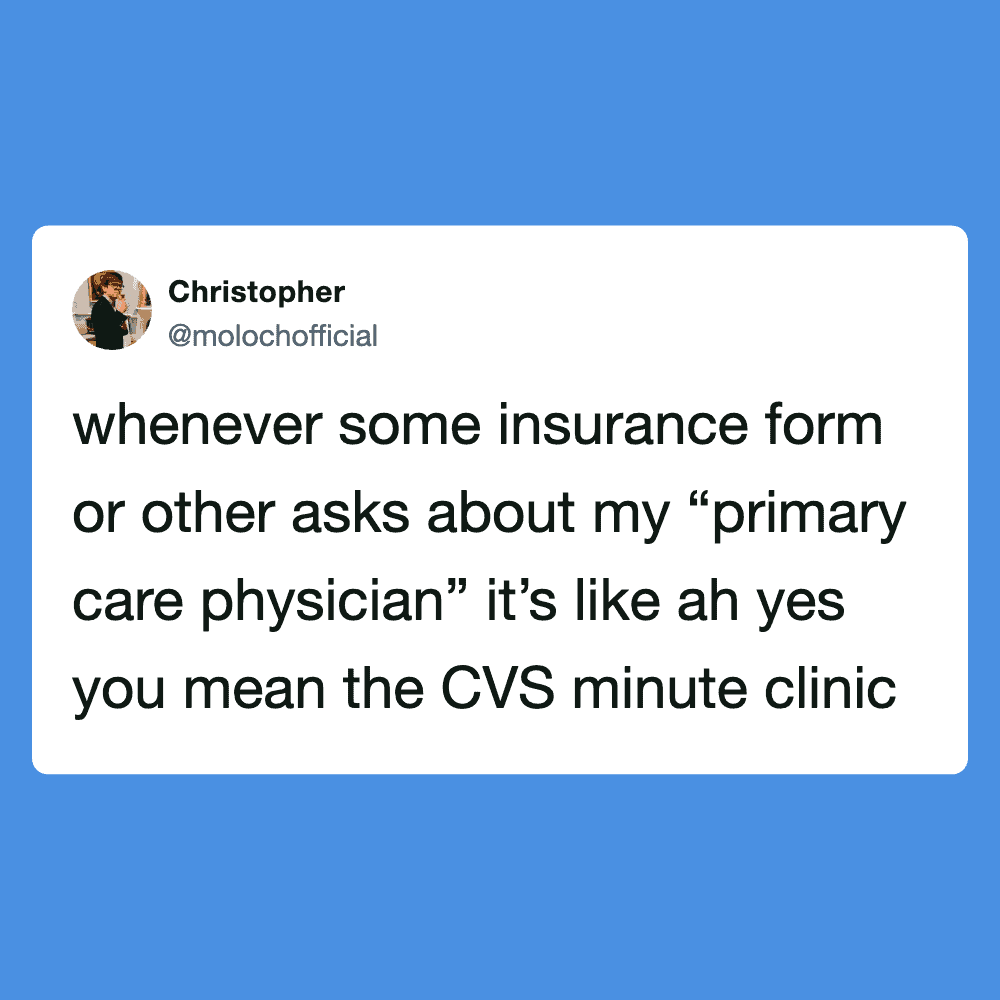 Funny meme from Pleated Jeans about insurance and primary care physicians.