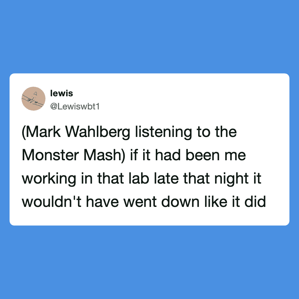 Funny meme of Mark Wahlberg listening to Monster Mash.