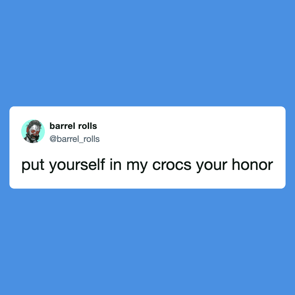 Funny Twitter meme about Crocs shoes with humorous caption.