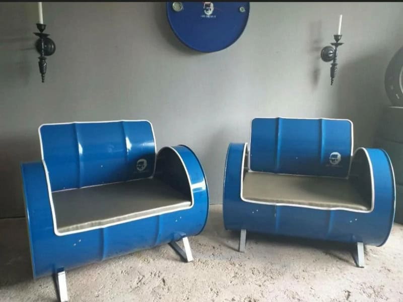 Stylish blue sofa set with modern design, white accents, and comfortable seating for contemporary in.