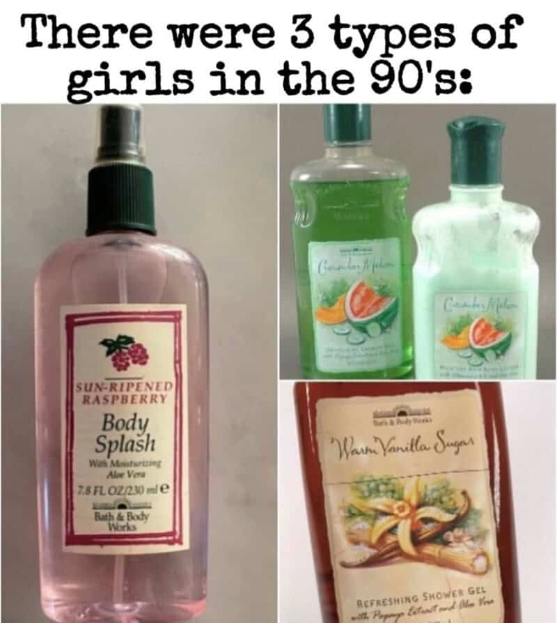 Funny 90s girls skincare products meme for genx humor.
