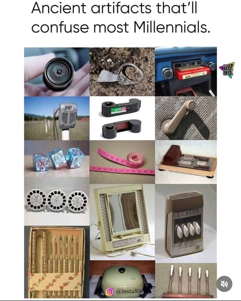 Vintage tech gadgets and artifacts for nostalgic Gen X memes.