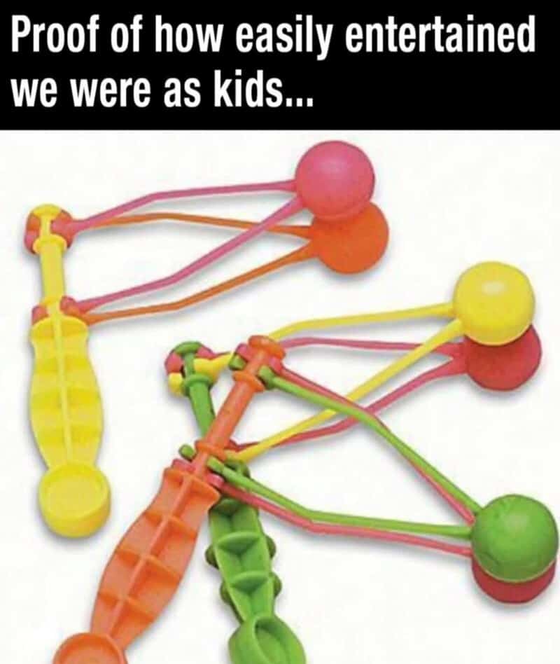 Retro kids string art toy with colorful plastic balls and rubber bands, illustrating how easily we e.