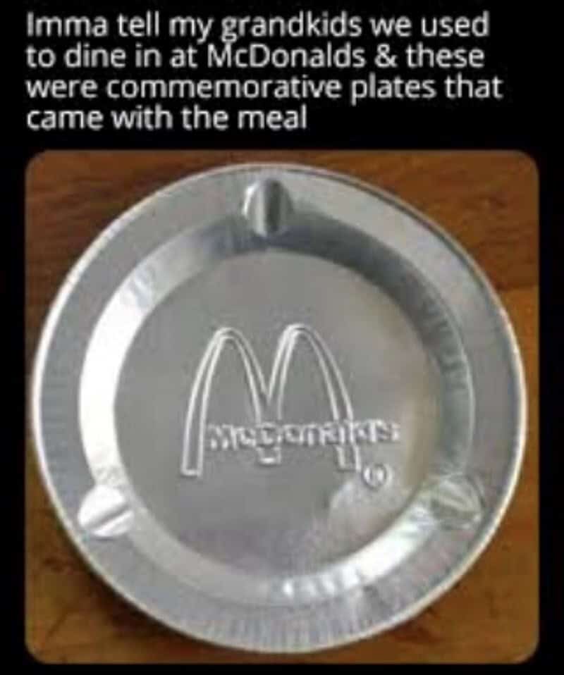 Vintage McDonald's commemorative plate for grandchildren.