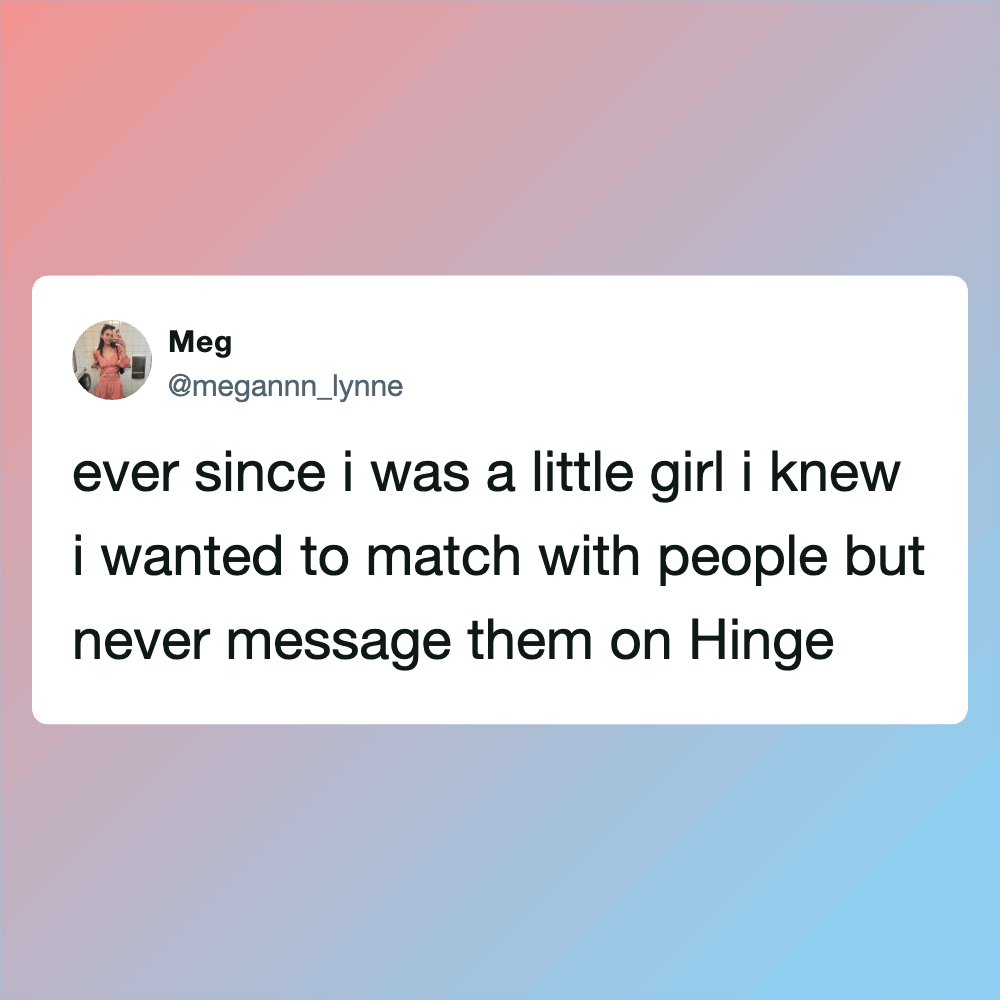 Pleated Jeans logo featuring a humorous quote about matching with people on Hinge.
